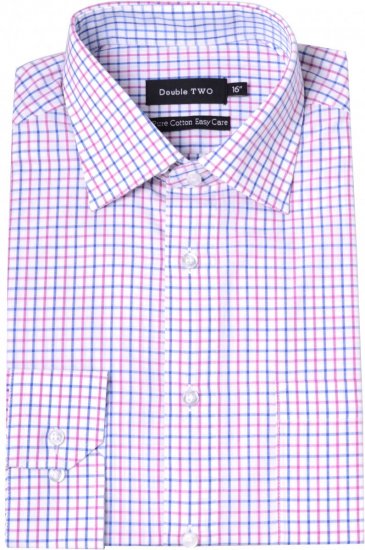 Double TWO Formal Shirt 3576 Pink L/S - Kauluspaidat - Miesten isot kauluspaidat 2XL – 8XL