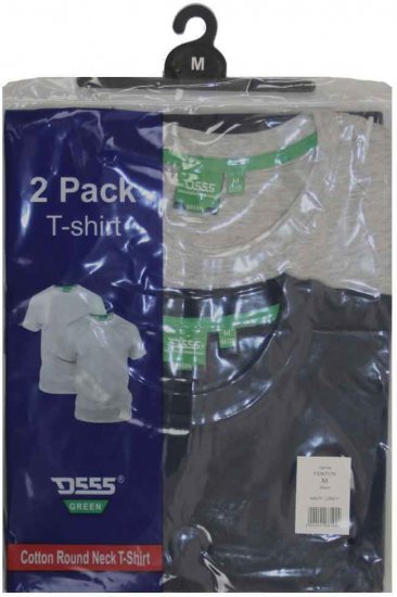 D555 Fenton 2-pack Navy/Grey T-shirt - T-paidat - Isot T-paidat 2XL – 14XL