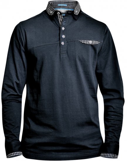 D555 REMUS Long Sleeve Polo Shirt Black - Pikeepaidat - Miesten isot pikeepaidat