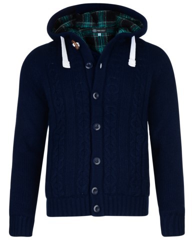 Kam Jeans Padded Knitted Cardigan Navy - Hupparit ja Collegepaidat - Miesten hupparit ja collegepaidat isot koot