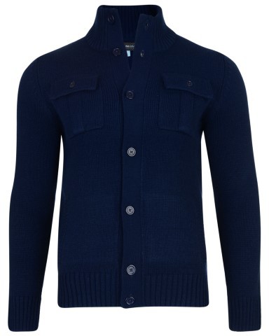 Kam Jeans Button Thru Knit Cardigan Navy - Hupparit ja Collegepaidat - Miesten isot hupparit mitoissa 2XL – 8XL