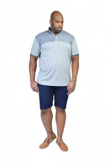 D555 MAURICE Top Paneled Short Sleeve Polo Grey - Pikeepaidat - Miesten isot pikeepaidat