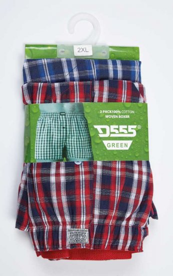 D555 PLAID Boxer Shorts Pack of Two - Alusvaatteet & uimavaatteet - Miesten Isot alusvaatteet 