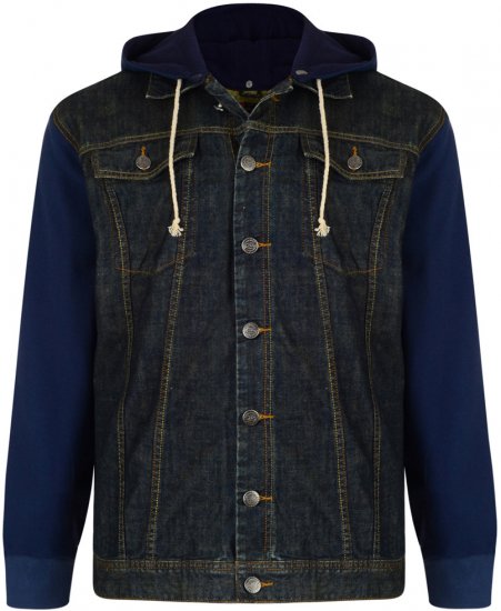 Kam Jeans Jose Denim Jacket With Detachable Hood - Takit & Sadevaatteet - Miesten Takit, isot koot – 2XL – 12XL