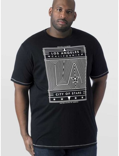 D555 OAKLEY LA Geometric Print Crew Neck T-Shirt Black - T-paidat - Isot T-paidat 2XL – 14XL