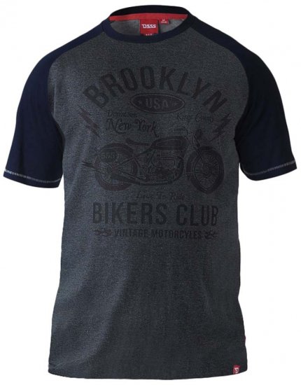 D555 HIRALDO Brooklyn Bikers Club T-Shirt Charcoal/Black - T-paidat - Isot T-paidat 2XL – 8XL