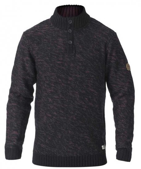 D555 MARSDEN Neck Sweater Black/Red - Hupparit ja Collegepaidat - Miesten isot hupparit mitoissa 2XL – 8XL