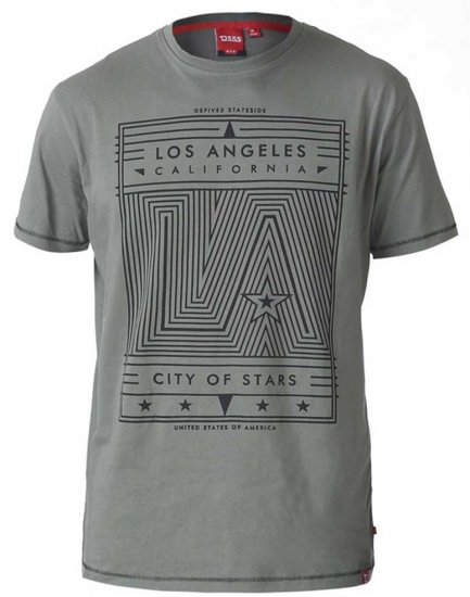 D555 OAKLEY LA Geometric Print Crew Neck T-Shirt Khaki - T-paidat - Isot T-paidat 2XL – 8XL