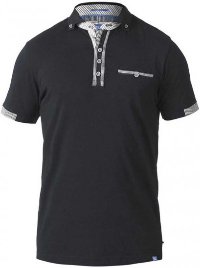 D555 SWANN Short Sleeve Stretch Polo Black - Pikeepaidat - Miesten isot pikeepaidat