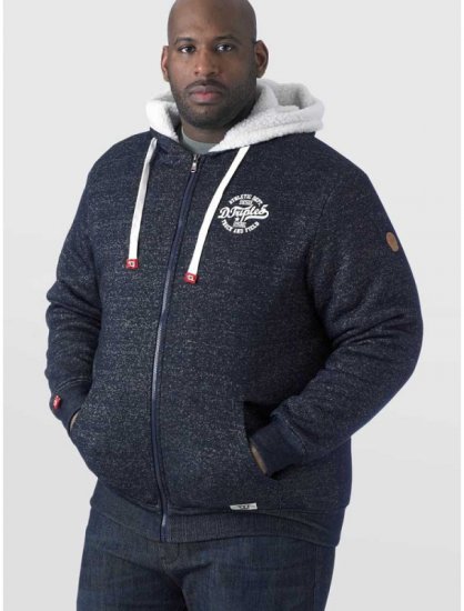 D555 Hulk Fur Lined Zipper Hood Navy - Hupparit ja collegepaidat - Miesten hupparit ja collegepaidat isot koot