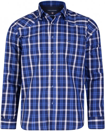 Kam Jeans 6143 Long Sleeve Shirt Navy - Kauluspaidat - Miesten isot kauluspaidat 2XL – 8XL