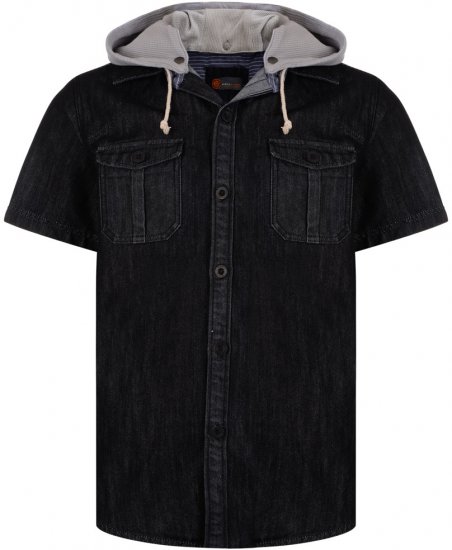 Kam Jeans Luiz Short Sleeve Denim Shirt Black - Kauluspaidat - Miesten isot kauluspaidat 2XL – 8XL