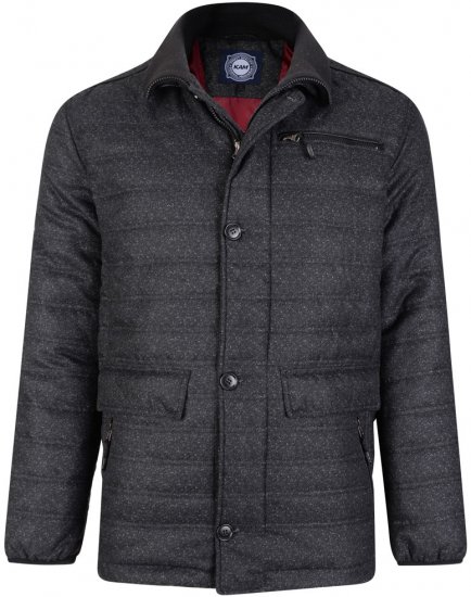 Kam Jeans 67 Casual Quilted Jacket Charcoal - Takit - Miesten Takit, isot koot – 2XL – 12XL