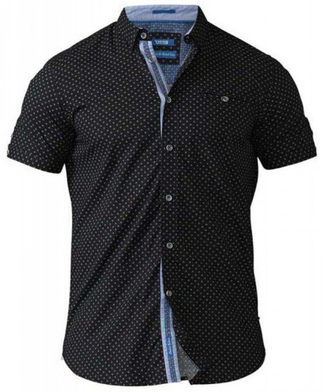 D555 Ollie Short Sleeve Shirt Black - Kauluspaidat - Miesten isot kauluspaidat 2XL – 8XL