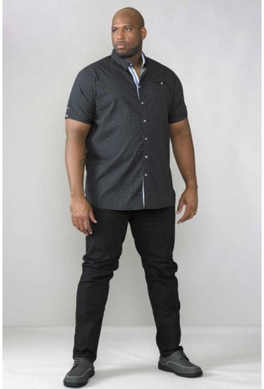 D555 Ollie Short Sleeve Shirt Black - Kauluspaidat - Miesten isot kauluspaidat 2XL – 8XL