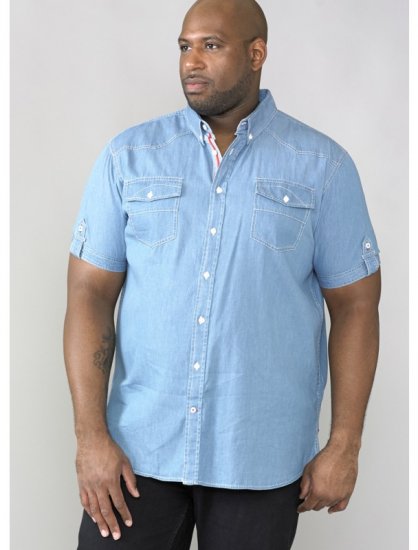 D555 Nathan Short Sleeve Shirt Blue - Kauluspaidat - Miesten isot kauluspaidat 2XL – 8XL