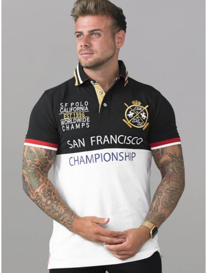 D555 Ernest Polo Black & White - Pikeepaidat - Miesten isot pikeepaidat