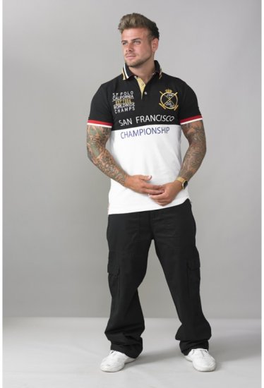 D555 Ernest Polo Black & White - Pikeepaidat - Miesten isot pikeepaidat