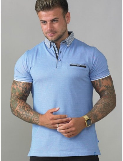 D555 Journey Fine Melange Polo Blue - Pikeepaidat - Miesten isot pikeepaidat