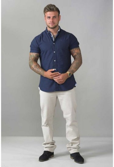 D555 Norman Short Sleeve Oxford Shirt Navy - Kauluspaidat - Miesten isot kauluspaidat 2XL – 8XL