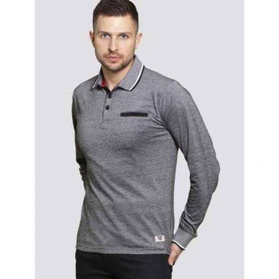 D555 Brockville Long Sleeve Polo Grey - Pikeepaidat - Miesten isot pikeepaidat