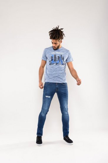 D555 Hobart LA Printed T-Shirt Blue - T-paidat - Isot T-paidat 2XL – 14XL