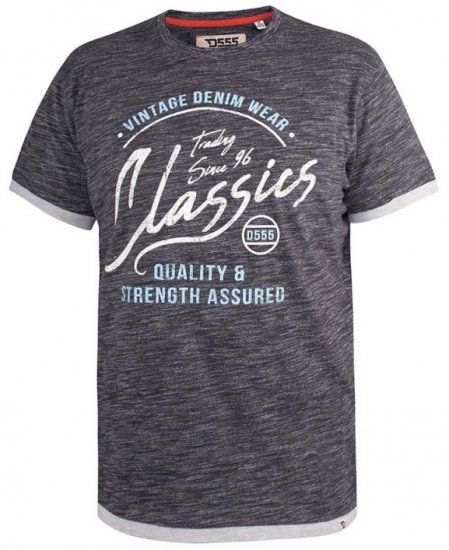 D555 Albury Black Double Layer Printed T-Shirt - T-paidat - Isot T-paidat 2XL – 14XL