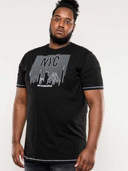 D555 Willoughby NYC Dot Printed T-Shirt Black - T-paidat - Isot T-paidat 2XL – 14XL
