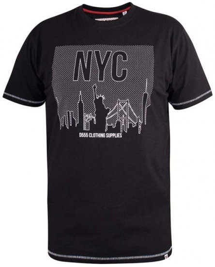 D555 Willoughby NYC Dot Printed T-Shirt Black - T-paidat - Isot T-paidat 2XL – 14XL