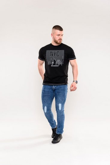 D555 Willoughby NYC Dot Printed T-Shirt Black - T-paidat - Isot T-paidat 2XL – 14XL