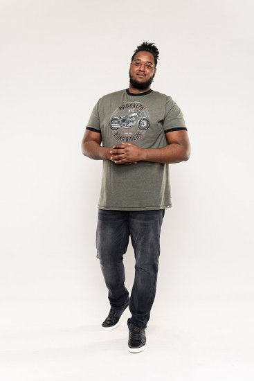 D555 Hereford Brooklyn Motorbike Printed Ringer T-Shirt Khaki - T-paidat - Isot T-paidat 2XL – 14XL