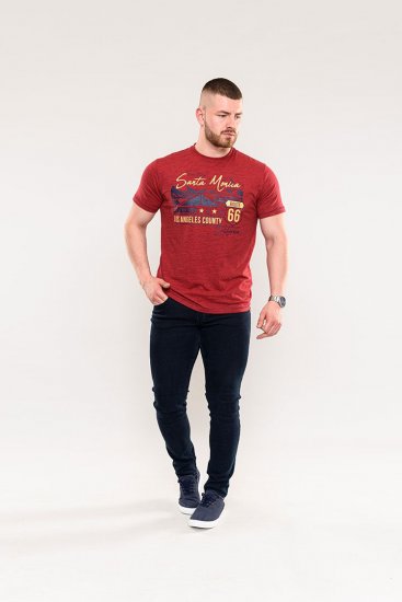 D555 Brisbane Santa Monica Route 66 Printed T-Shirt Red - T-paidat - Isot T-paidat 2XL – 14XL