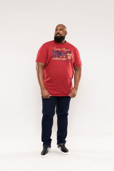 D555 Brisbane Santa Monica Route 66 Printed T-Shirt Red - T-paidat - Isot T-paidat 2XL – 14XL