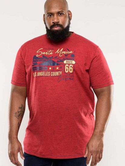 D555 Brisbane Santa Monica Route 66 Printed T-Shirt Red - T-paidat - Isot T-paidat 2XL – 14XL