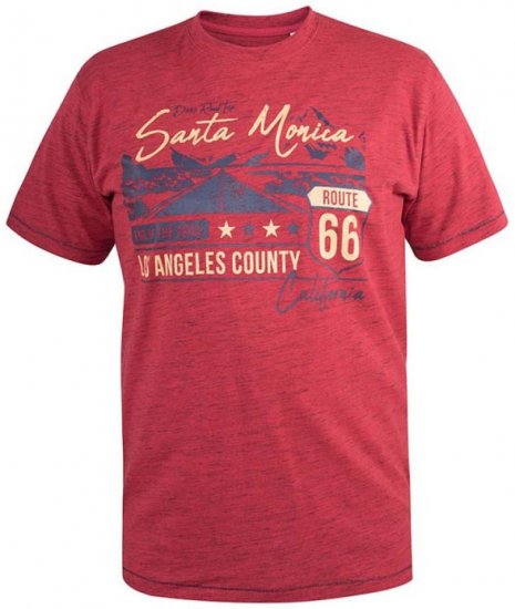 D555 Brisbane Santa Monica Route 66 Printed T-Shirt Red - T-paidat - Isot T-paidat 2XL – 14XL