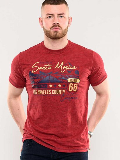 D555 Brisbane Santa Monica Route 66 Printed T-Shirt Red - T-paidat - Isot T-paidat 2XL – 14XL