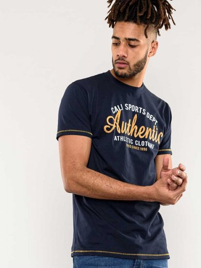D555 Jasper Authentic Printed T-shirt Navy - T-paidat - Isot T-paidat 2XL – 14XL