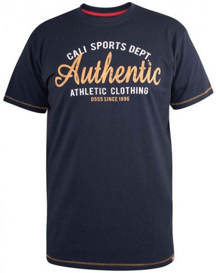 D555 Jasper Authentic Printed T-shirt Navy - T-paidat - Isot T-paidat 2XL – 14XL