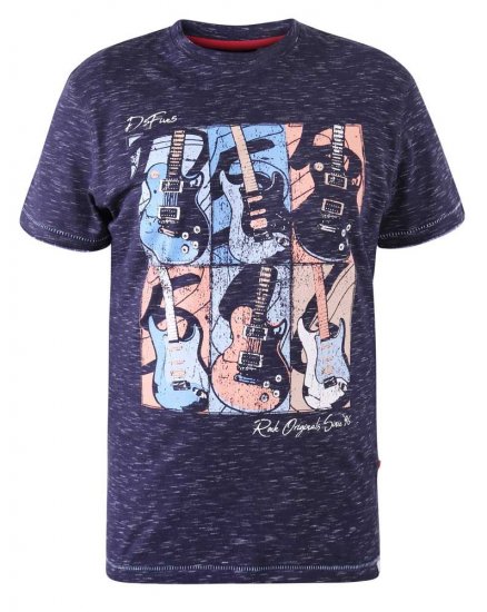 D555 Warner Guitar Printed T-Shirt Navy - T-paidat - Isot T-paidat 2XL – 14XL