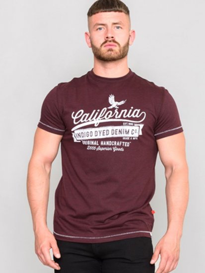 D555 Wharf California Eagle Printed T-Shirt Burgundy - T-paidat - Isot T-paidat 2XL – 14XL