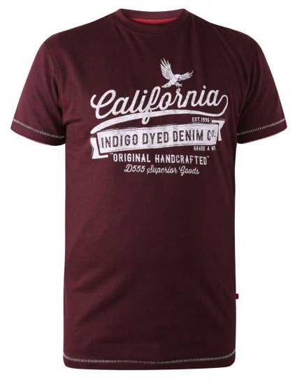 D555 Wharf California Eagle Printed T-Shirt Burgundy - T-paidat - Isot T-paidat 2XL – 14XL
