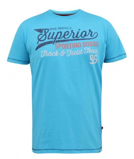 D555 Rushden Superior Printed T-Shirt Turquoise - T-paidat - Isot T-paidat 2XL – 14XL