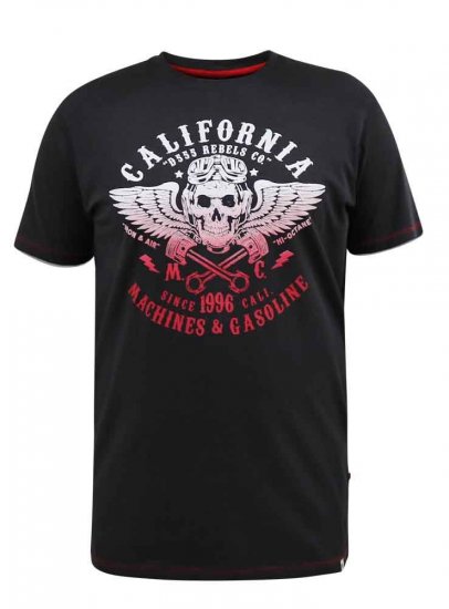 D555 Charles California Rebel Skull Printed T-Shirt - T-paidat - Isot T-paidat 2XL – 14XL