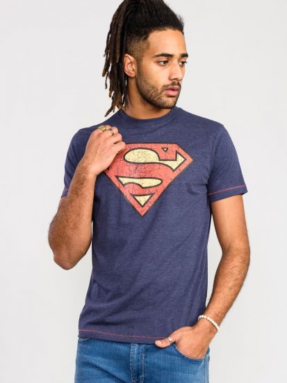 D555 Scampton Official Superman Printed T-Shirt Navy - T-paidat - Isot T-paidat 2XL – 14XL