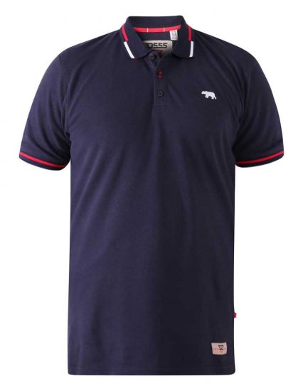 D555 Sloane Polo Shirt With Chest Embroidery Navy - Pikeepaidat - Miesten isot pikeepaidat