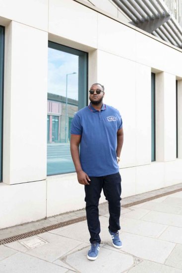 D555 Canning Chest Embroidery Polo Shirt Denim - Pikeepaidat - Miesten isot pikeepaidat