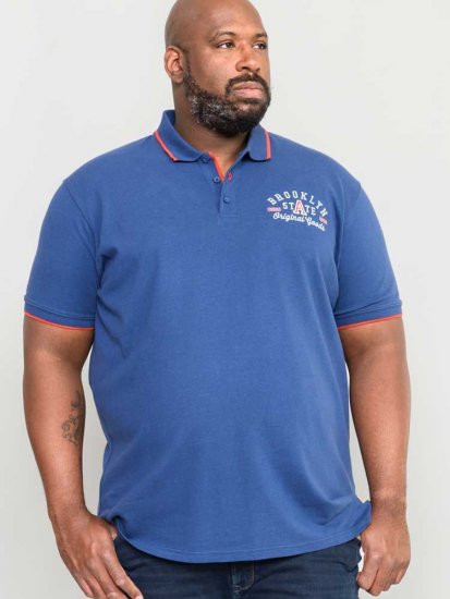 D555 Canning Chest Embroidery Polo Shirt Denim - Pikeepaidat - Miesten isot pikeepaidat