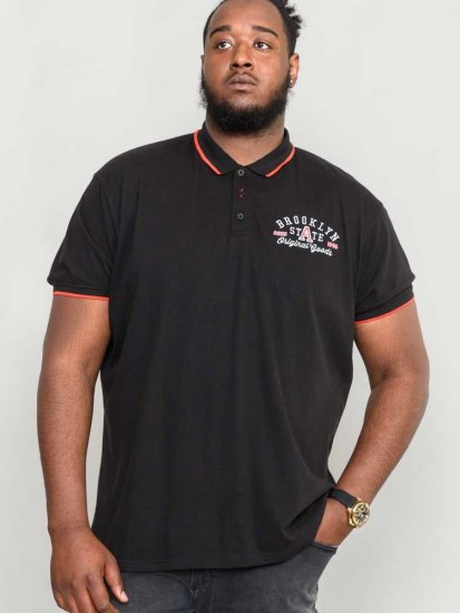 D555 Canning Chest Embroidery Polo Shirt Black - Pikeepaidat - Miesten isot pikeepaidat
