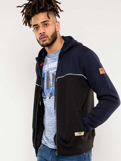 D555 Vincent Full Zip Hoody With Chest And Sleeve Piping Detail - Hupparit ja collegepaidat - Miesten hupparit ja collegepaidat isot koot