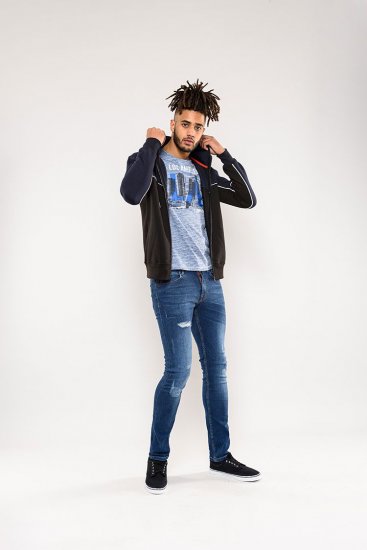 D555 Vincent Full Zip Hoody With Chest And Sleeve Piping Detail - Hupparit ja collegepaidat - Miesten hupparit ja collegepaidat isot koot